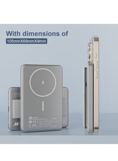 Mezone 5000mAh Magnetic Powerbank, Wireless Portable Charger Fast Charging, PD 22.5W Wired Charging, iPhone Magnetic Charger Battery Pack for iPhone 15/14/13/12 Series, Metallic Space Grey  - Image 3