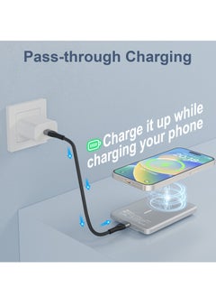 Mezone 5000mAh Magnetic Powerbank, Wireless Portable Charger Fast Charging, PD 22.5W Wired Charging, iPhone Magnetic Charger Battery Pack for iPhone 15/14/13/12 Series, Metallic Space Grey  - Image 5