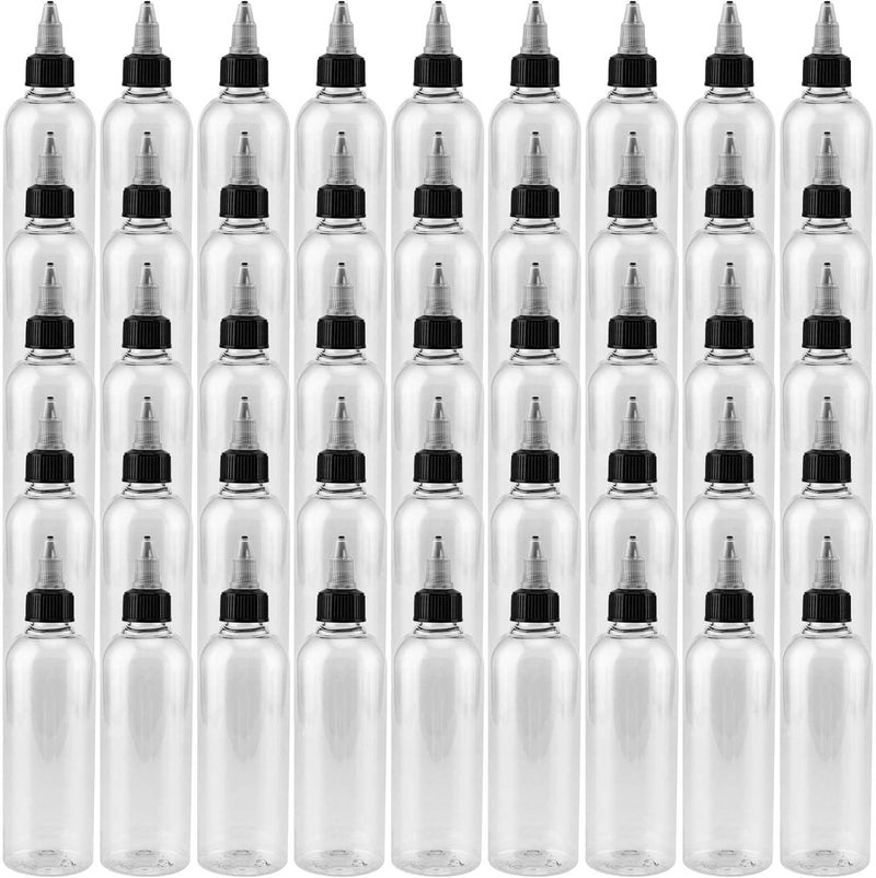 JAPCHET 50 Pack 5oz Empty Plastic Squeezing Bottles 150ml Plastic Bottles with Twist Top Cap Clear Condiment Squeeze Bottles for Oil Ketchup Mustard Sauces Dressing Art Crafts and More - Image 1