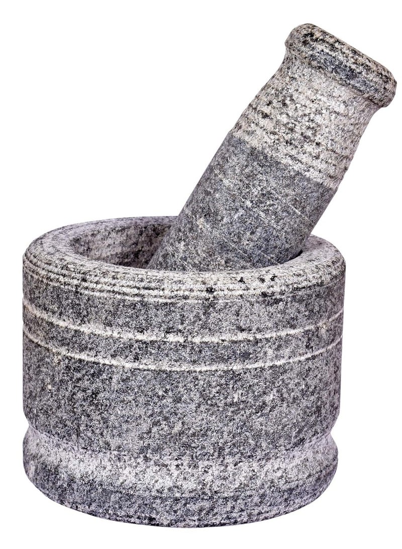 Bisbell Natural Stone Mortar And Pestle Set,Molcajete Mexicano,Stone Mortar And Pestle,Guacamole Bowl,Spice Grinder Hand,Spice,Herb And Avocado Masher For Guacamole,Salsa And Pesto Crush,BB3856 - Image 1