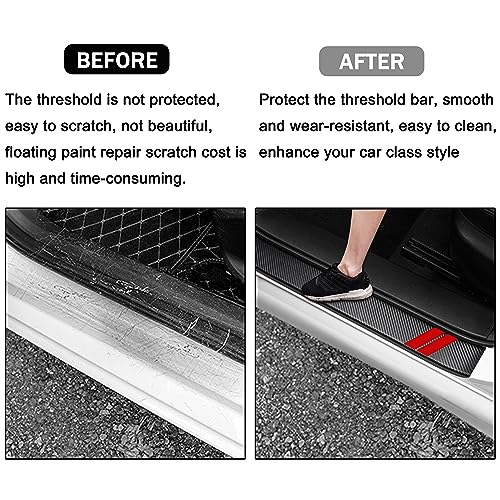 YOSRTER 5PCS Door Sill Guard Decoration Stickers for Dodge Charger Challenger Durango Journey Universal Fit to All Dodge Cars Fiber Leather Door Sill Protector (Red Trim) - Image 5