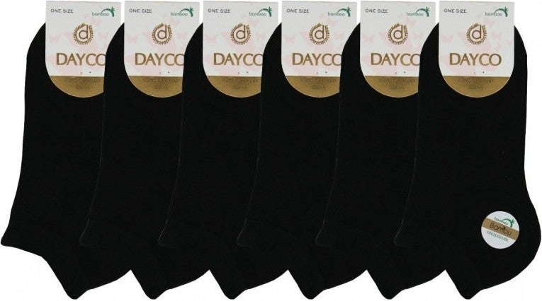 DAYCO Black Color Summer Women's Bamboo Booties Socks Set of 6  - Image 1