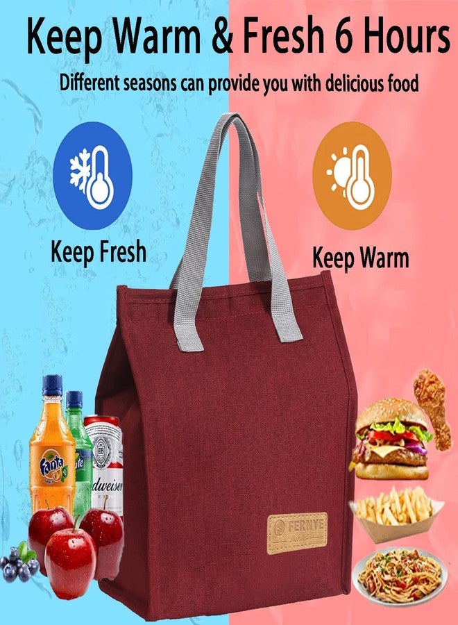 FERNYE Lunch Bag for Women/Men,Waterproof Reusable Portable Lunch Tote,Designed for Adults,Students,Thermal Cooler Bag Ideal for Work/School/Travel/Picnic (Light Red) - Image 2