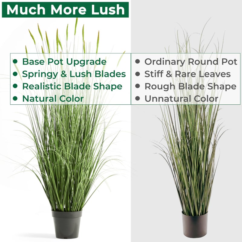 FloraFairy Faux 4ft 2-Pack Horsetail Reed Grass with Green Spikes, 48in Tall Indoor Outdoor Fake Grass in Pot, Home Office Decorative Artificial Plant & Greenery, Wedding Decor Bristlegrass - Image 5