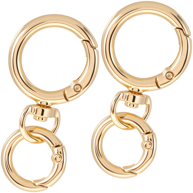 Winsyison 2pcs Double Opening Keychain Clip, Round Spring Snap Hooks for Lanyards DIY Crafts Making, Zinc Alloy Swivel Keychain Clasp for Camping Hiking Travelling- Gold - Image 1