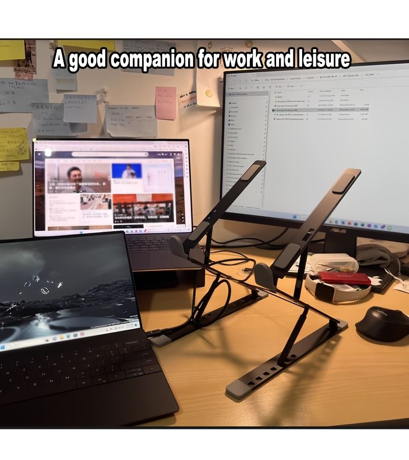 Laptop Stand For 13-15 Inches Cooling Fan Base Black Elevated Gaming Laptop Holder Foldable Angle Height Adjustable Aluminium - Image 1