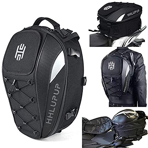 HHLUPUP Motorcycle Tail Bag Seat Helmet - 38L Motorcycle Backpack Waterproof Luggage Bags Waterproof Luggage Bags Motorbike Helmet Bag 25L-38L Large Capacity Dual Use Bag (White) - Image 1