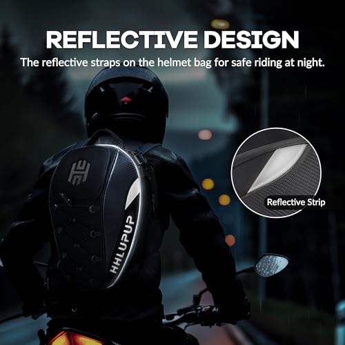 HHLUPUP Motorcycle Tail Bag Seat Helmet - 38L Motorcycle Backpack Waterproof Luggage Bags Waterproof Luggage Bags Motorbike Helmet Bag 25L-38L Large Capacity Dual Use Bag (White) - Image 5