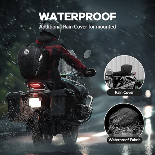 HHLUPUP Motorcycle Tail Bag Seat Helmet - 38L Motorcycle Backpack Waterproof Luggage Bags Waterproof Luggage Bags Motorbike Helmet Bag 25L-38L Large Capacity Dual Use Bag (White) - Image 4