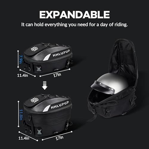 HHLUPUP Motorcycle Tail Bag Seat Helmet - 38L Motorcycle Backpack Waterproof Luggage Bags Waterproof Luggage Bags Motorbike Helmet Bag 25L-38L Large Capacity Dual Use Bag (White) - Image 2
