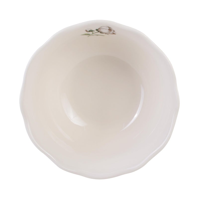 222 Fifth Luxe Peony Neutral Porcelain 12-Piece Dinnerware Set â€“ Service for 4, Includes Dinner Plates, Salad Plates & Cereal Bowls, Glossy Finish, Dishwasher Safe, for Daily Dining & Entertainment - Image 4