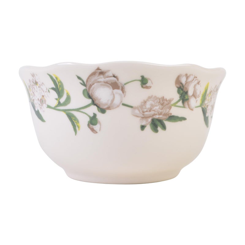 222 Fifth Luxe Peony Neutral Porcelain 12-Piece Dinnerware Set â€“ Service for 4, Includes Dinner Plates, Salad Plates & Cereal Bowls, Glossy Finish, Dishwasher Safe, for Daily Dining & Entertainment - Image 5