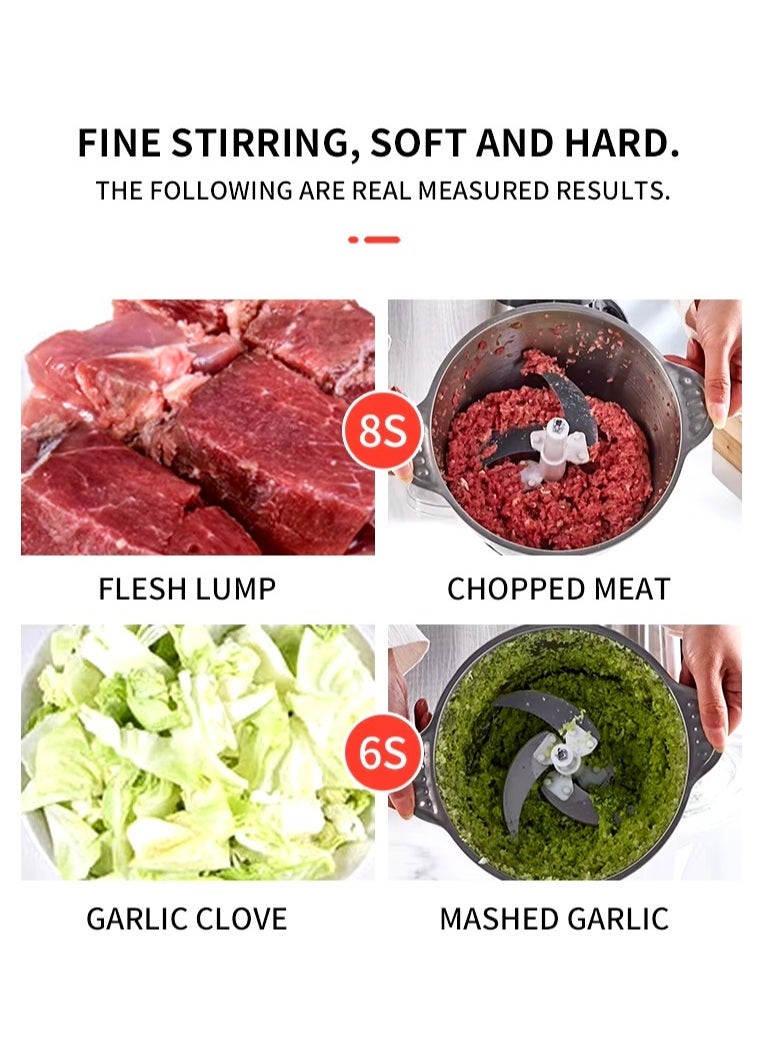 Denx Electric Meat Grinder 2 L Silver ,Stainless Steel Electric Food Chopper Food Processor Machine For Meat, Vegetables, Fruits And Nuts, Fast & Slow 2 Speed - Image 4