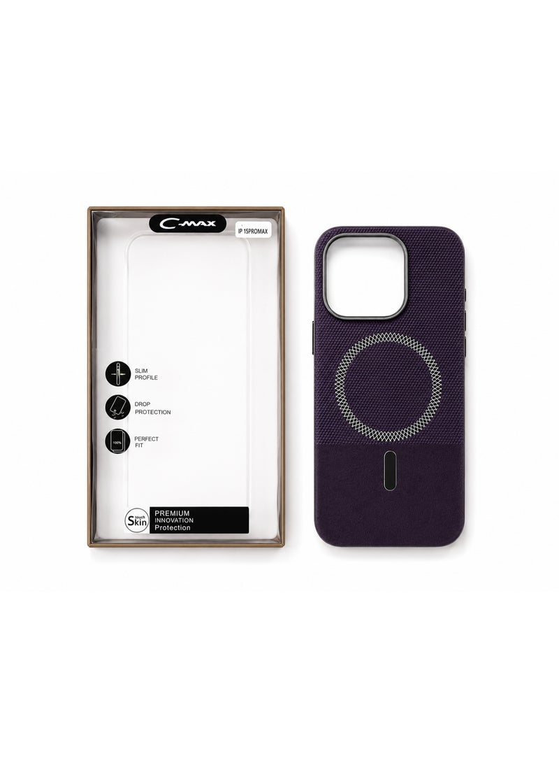 Cmax Premium Purple MagSafe Protective Case with Textured Surface, Raised Camera Guard and Shock Protection for iPhone 15 Pro Max - Image 4