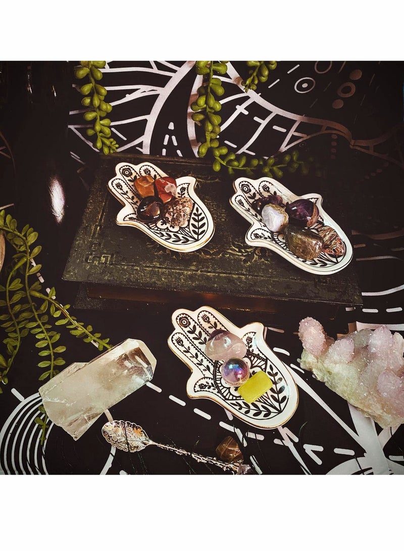 Jewelry Dish Trinket Dish Ring Dish Ceramic Hamsa Evil Eye Hand of Fatima Holder Key Trinket Plate Bowl Small Boho Home Decorative Cute Decor Jewelry Tray... - Image 3