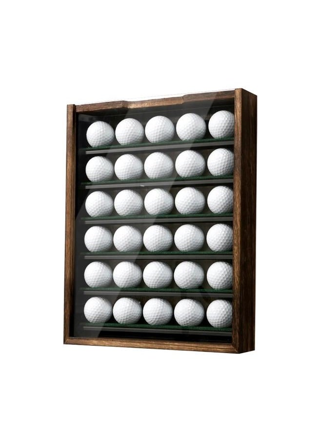J JACKCUBE DESIGN Golf Ball Display Case with 6 Sturdy Metal Shelves, Wooden Frame with Slide Acrylic Door, Holds 30 Golf Balls, 11x14 Inch Wall Mounted Golf Ball Storage Organizer - MK743A - Image 1