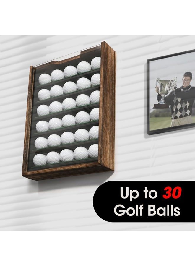 J JACKCUBE DESIGN Golf Ball Display Case with 6 Sturdy Metal Shelves, Wooden Frame with Slide Acrylic Door, Holds 30 Golf Balls, 11x14 Inch Wall Mounted Golf Ball Storage Organizer - MK743A - Image 2