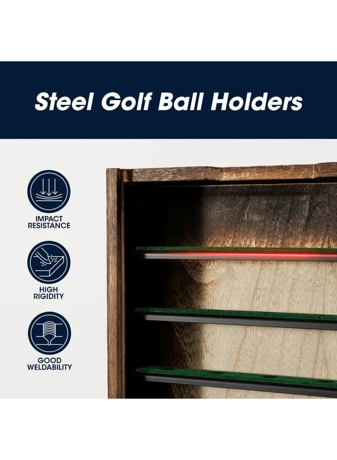 J JACKCUBE DESIGN Golf Ball Display Case with 6 Sturdy Metal Shelves, Wooden Frame with Slide Acrylic Door, Holds 30 Golf Balls, 11x14 Inch Wall Mounted Golf Ball Storage Organizer - MK743A - Image 3