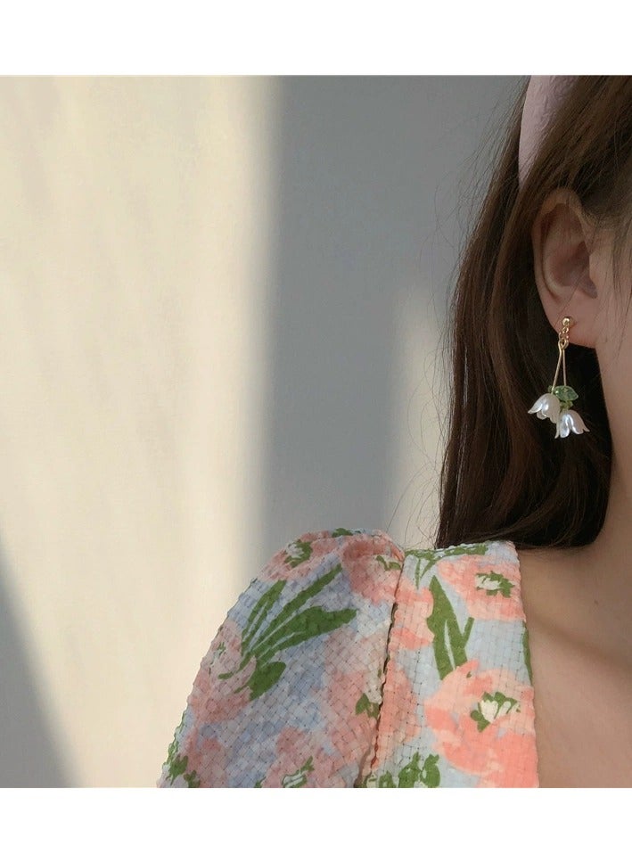 Goolsky Crystal Pearl Tulip Earrings – Korean Minimalist Small Studs, Fresh & Elegant - Image 4