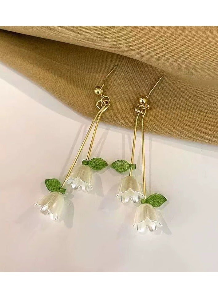 Goolsky Crystal Pearl Tulip Earrings – Korean Minimalist Small Studs, Fresh & Elegant - Image 5