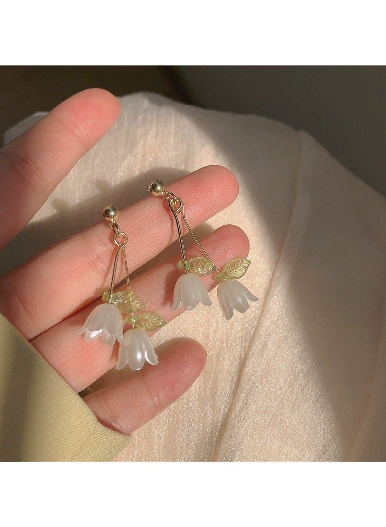 Goolsky Crystal Pearl Tulip Earrings – Korean Minimalist Small Studs, Fresh & Elegant - Image 3