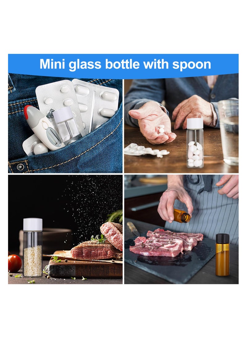 SYOSI 10 pcs Portable Glass Pepper Shaker, Travel Mini Spice Bottle Vials with Spoons, Glass Jar Spice Dispenser, Travel Spice Containers Airtight Storage Bottle, For Outdoor Camping And Travel (Two Colors)  - Image 2