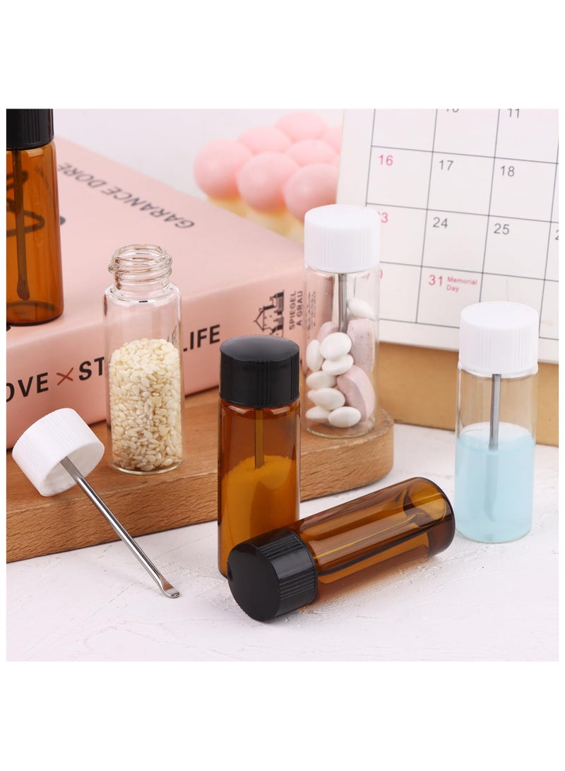 10 pcs Portable Glass Pepper Shaker, Travel Mini Spice Bottle Vials with Spoons, Glass Jar Spice Dispenser, Travel Spice Containers Airtight Storage Bottle, For Outdoor Camping And Travel (Two Colors)