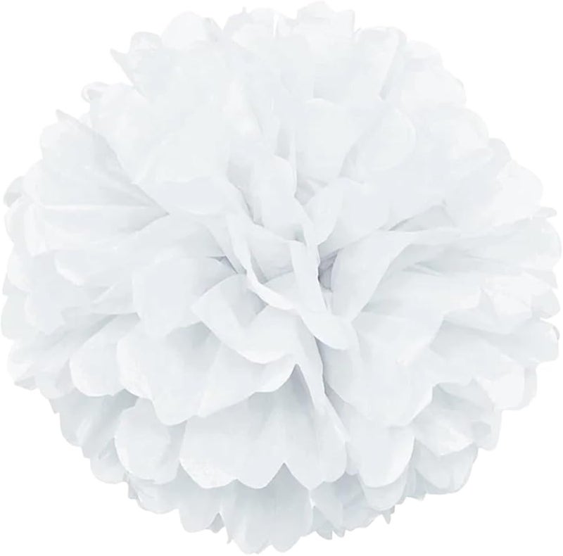 White Tissue Paper Pom Poms 40 Pcs 35cm Wedding Party Home Decor Christmas Birthday - Image 3