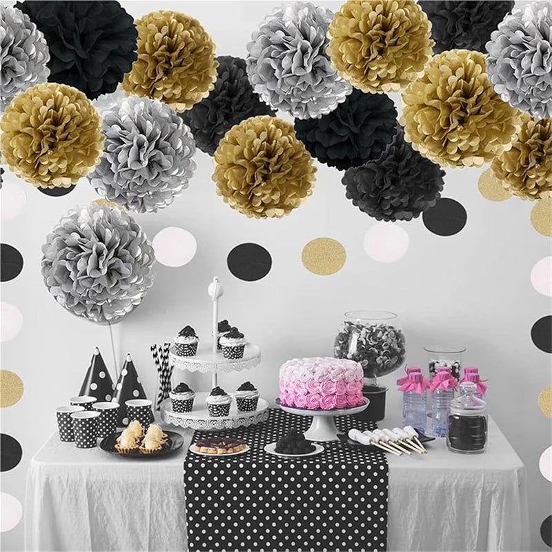 White Tissue Paper Pom Poms 40 Pcs 35cm Wedding Party Home Decor Christmas Birthday - Image 5