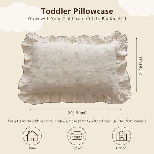 BuLuTu Muslin Toddler Pillow Case 14x20 Envelope Closure 100 Cotton Girls Boys Pillow Cover Cute Sheep Pattern Kids Pillowcase Fit for Pillows 12x1613x1814x19 1 Pack - Image 3
