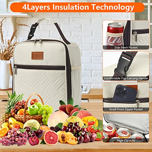 DIRGEE Lunch Bag for Women Insulated Lunch Bag For Men Adults Small Lunch Bag for Office Work - Leakproof Freezable Cooler Bag Reusable Portable Lunch Box (White) - Image 3