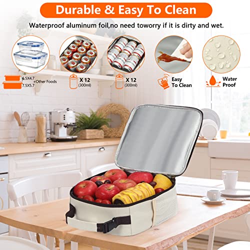 DIRGEE Lunch Bag for Women Insulated Lunch Bag For Men Adults Small Lunch Bag for Office Work - Leakproof Freezable Cooler Bag Reusable Portable Lunch Box (White) - Image 5