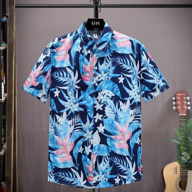 Men'S Half Sleeve Popular Floral Shirt All-Match Seaside Beach Youth Loosen Trendy Shirt For - Image 2