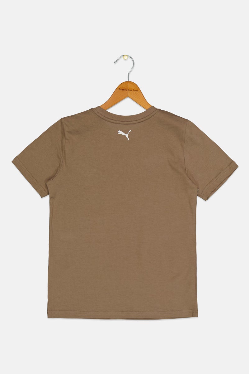 PUMA Kids Boy Sportswear Fit Short Sleeve Outdoor T-Shirt, Taupe - Image 3