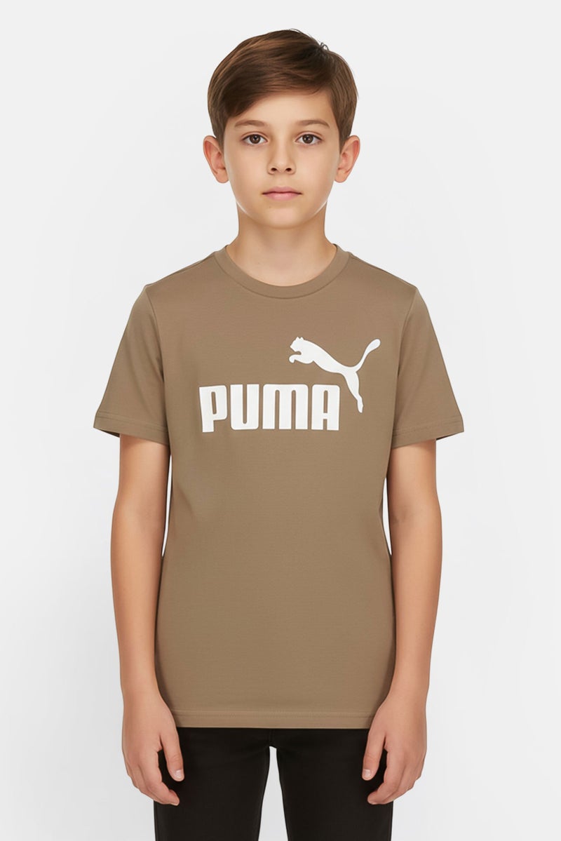 PUMA Kids Boy Sportswear Fit Short Sleeve Outdoor T-Shirt, Taupe - Image 1