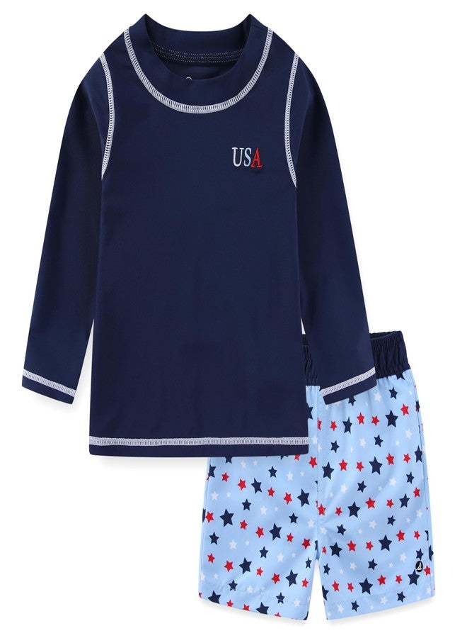 سبيري طقم ملابس سباحة للأطفال الرضع من سبيري، مكون من قطعتين: سروال سباحة وقميص سباحة، حماية من الشمس بدرجة 50+، لون أزرق - Image 1