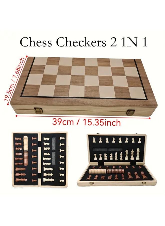 Wooden Folding Chess Board 11 61 Inches With Storage Slots For Beginners - Image 5