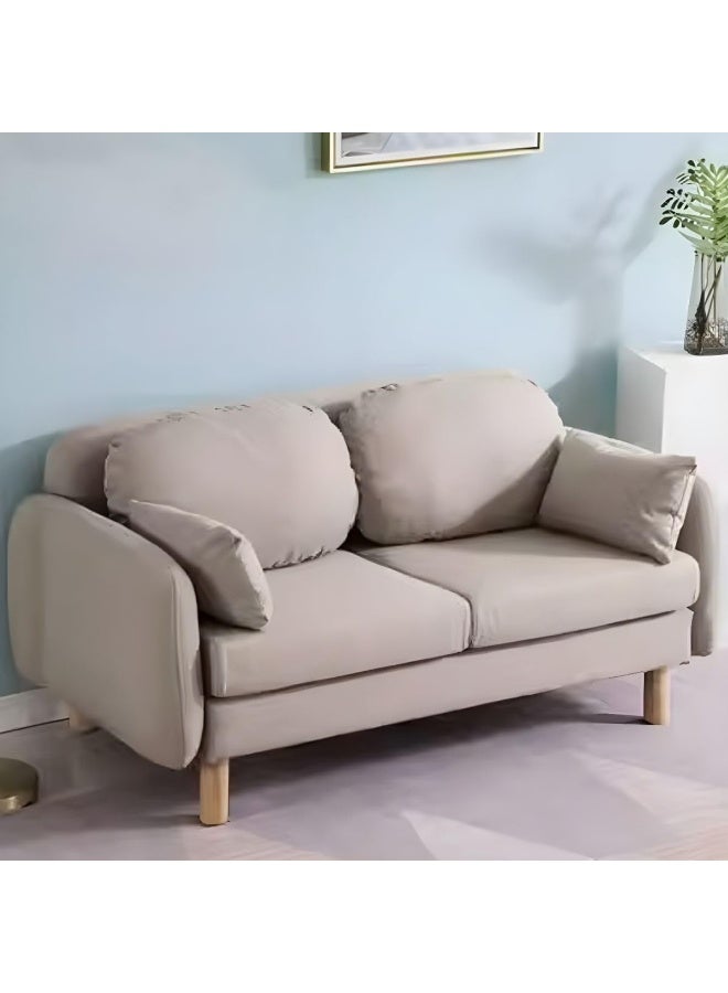 Zayn comforts Minimalist Modern Loveseat â€“ 2-Seater Fabric Sofa with Square Arms for Compact Living (Khaki) - Image 1