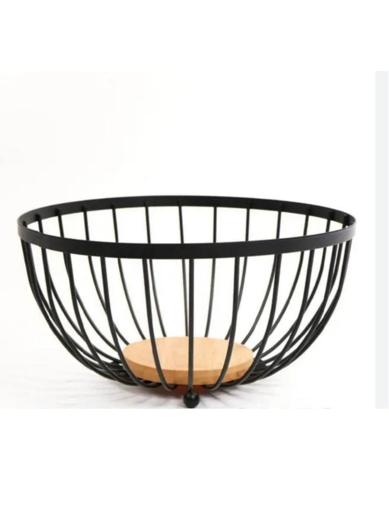 طبق فاكهة عصرى منالاستانلس ستيل المطلى باللون الأسود مزود بقاعدة من الخشب علاى الجوده حجم كبير ومناسب - Image 1