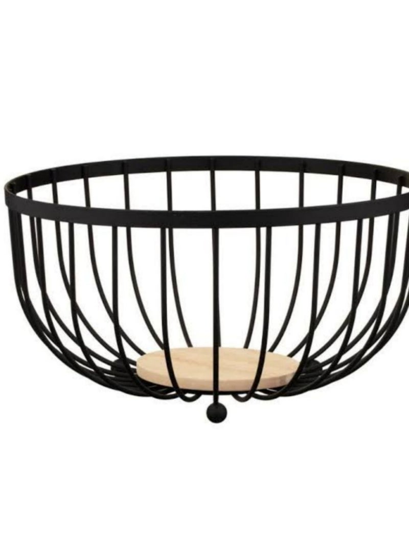 طبق فاكهة عصرى منالاستانلس ستيل المطلى باللون الأسود مزود بقاعدة من الخشب علاى الجوده حجم كبير ومناسب - Image 2