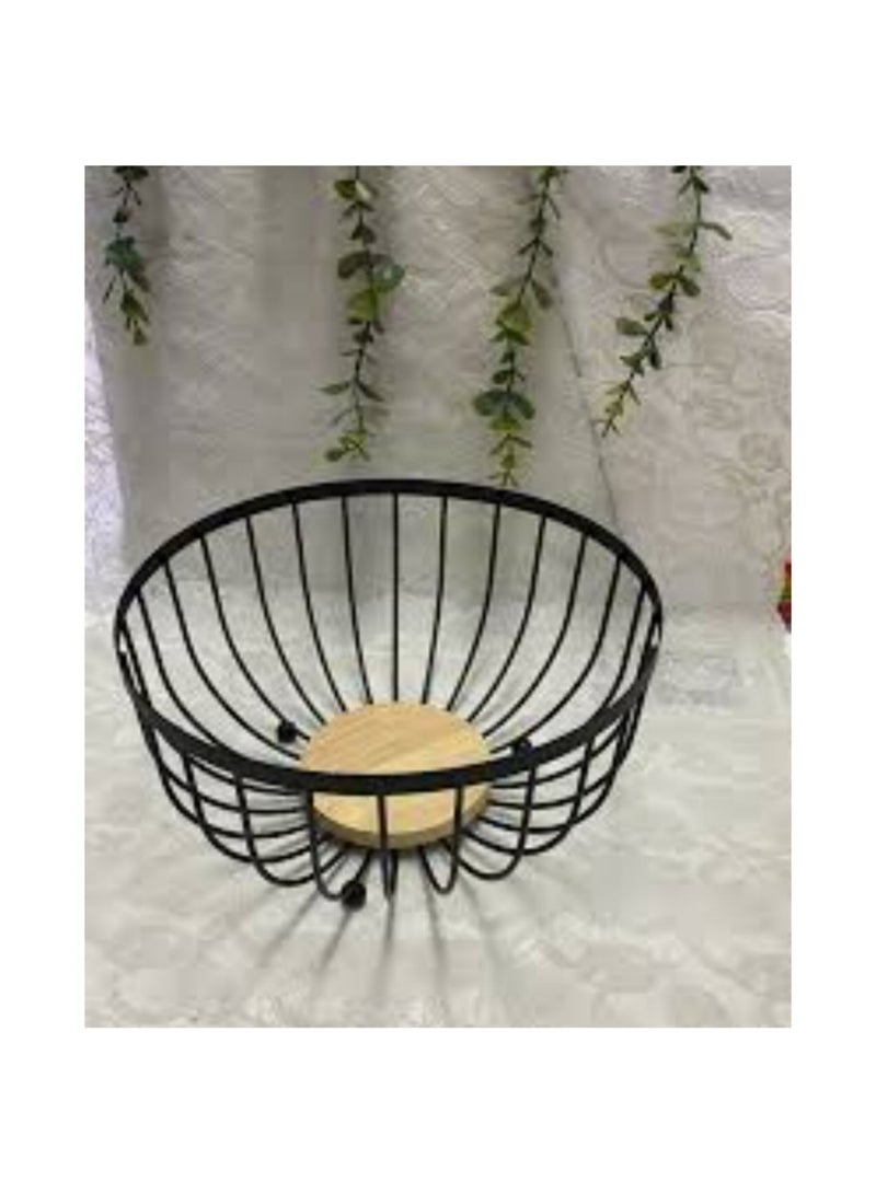 طبق فاكهة عصرى منالاستانلس ستيل المطلى باللون الأسود مزود بقاعدة من الخشب علاى الجوده حجم كبير ومناسب - Image 3