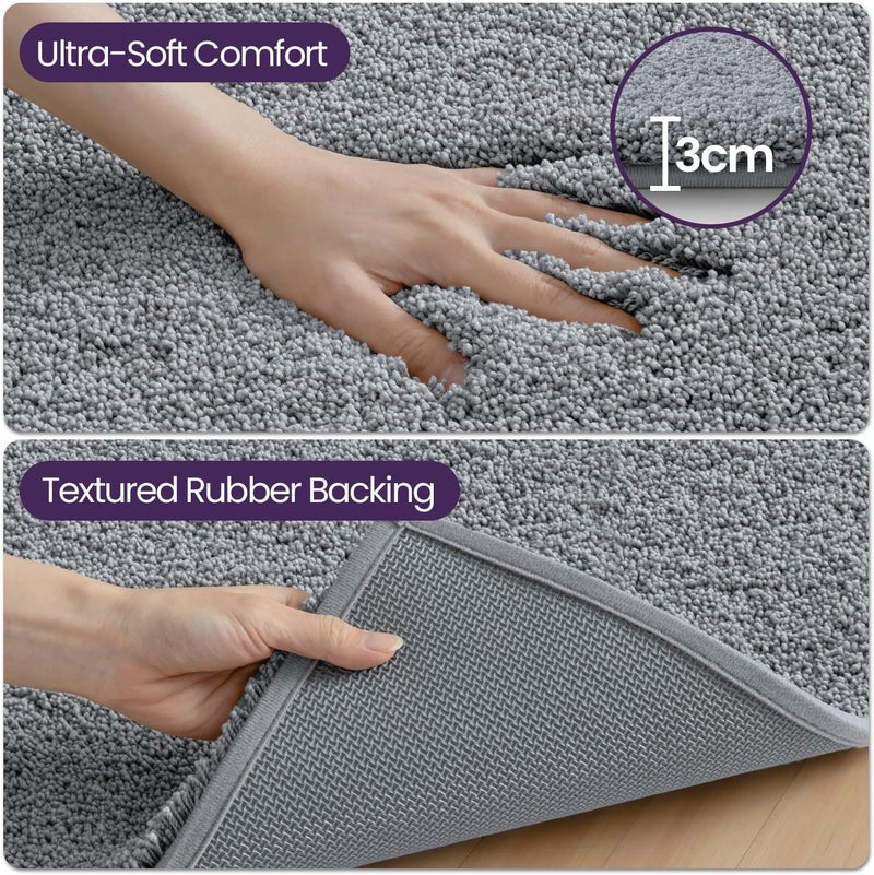 DEXI Super Absorbent Bathroom Rug 60x90cm, Non-slip and Extra Thick Bathroom Mats, Machine Washable, Soft Microfiber Rugs for Bath and Shower, Light Grey - Image 5