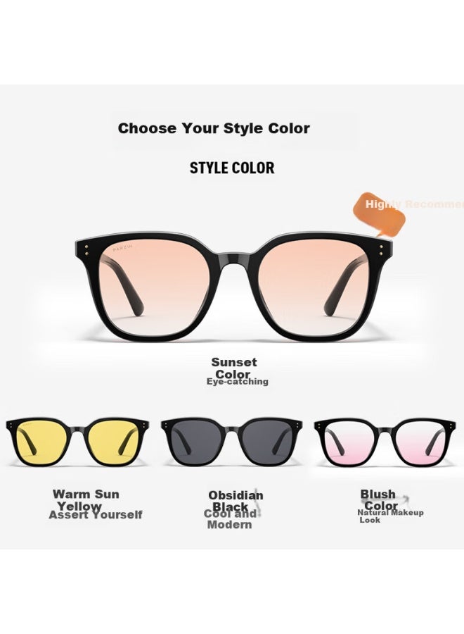Parzin Polarized Sungl Street Snap Uni Fashion Blush Bare-faced Gl Sunscreen Driving Sungl 91639 - Image 1