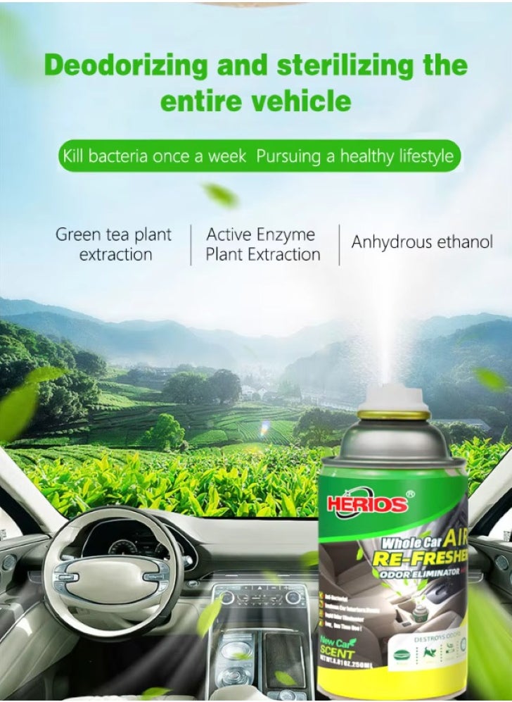 HERIOS Herios Car Air Refresher, Car AC Cleaner, Odor Eliminator, disinfectant spray, air conditioner, with New Car Scent, 250ml (Pack of 3)  - Image 5