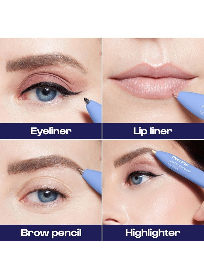 Pen Pal 4-In-1 Makeup Pen - Comes With Eyeliner, Highlighter, Lip Liner, And Eyebrow Pencil - Touch Up On The Go - Cruelty-Free, Vegan (In A Rouge (Light))