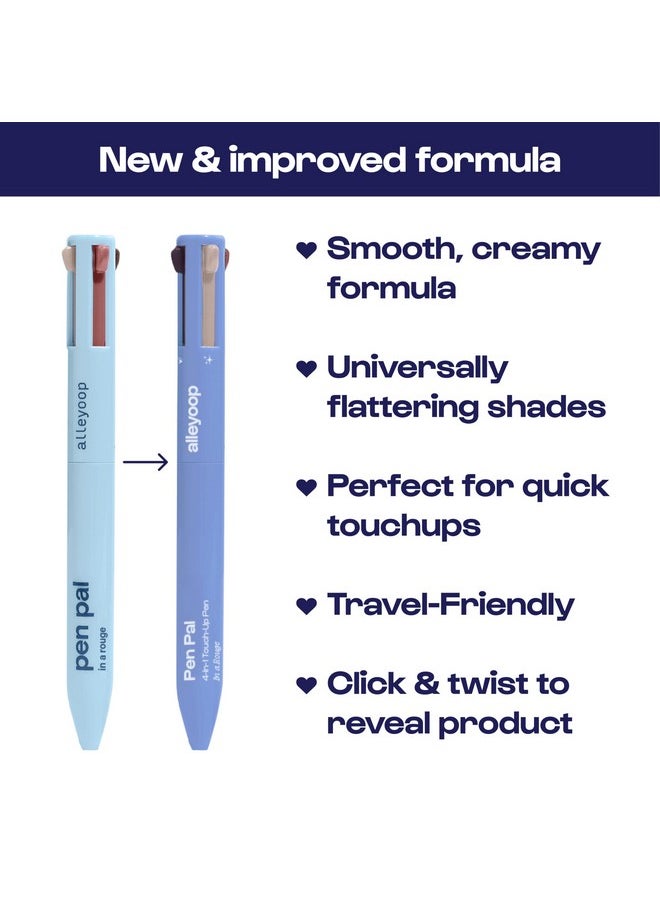 Pen Pal 4-In-1 Makeup Pen - Comes With Eyeliner, Highlighter, Lip Liner, And Eyebrow Pencil - Touch Up On The Go - Cruelty-Free, Vegan (In A Rouge (Light))