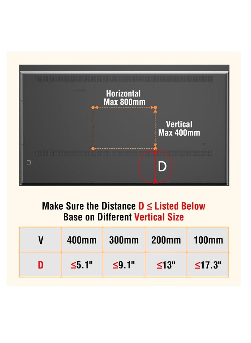 TIGER Universal Table Top TV Stand for 27-55 Inch TVs – Adjustable Height, Sturdy Base for LCD/LED/Plasma Screens, Holds Up to 88 lbs, Compatible with VESA 800x400mm – Secure, Modern TV Mount for Home & Office - Image 5