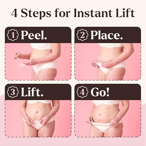 Instant Lifts Tummy Tuck Tape - Patented & Made in USA - Slim Belly 3-4 Inches Instantly - Clear No-Pinch Adhesive Strips, Sweatproof and All-Day Wear Body Tape for Women - 5 Pack - Image 4