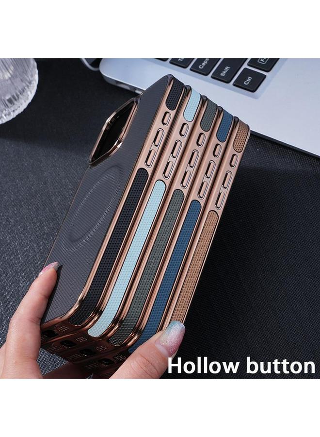 S-TOP Case For iPhone 16 Electroplating Soft Side Sticker Leather MagSafe Phone Case - Image 3