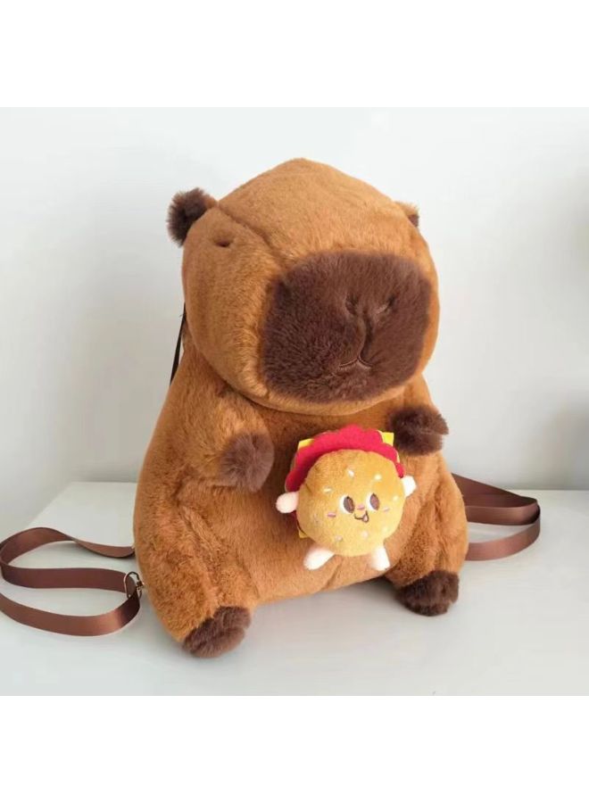 High-looking Capabala Backpack Plush Bag Cartoon Drawstring Bag Cute Capybara Storage Bag Crossbody-Color:Capybara Holding Pink Flowers-Size:Free Size - Image 3